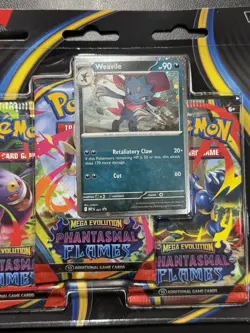 NEW - Pokemon Phantasmal Flames - Weavile 3-Pack Booster Blister Factory Sealed - Image 4