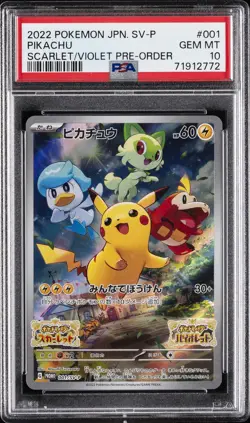 2022 POKEMON JPN SV PROMO SCARLET & VIOLET PRE-ORDER #001 PIKACHU PSA 10 - Image 1