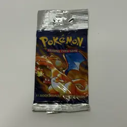 Pokemon Base Set Booster Pack Long Crimp with Charizard Art 21.39g Slightly BENT - Image 2