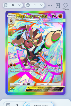 Pokemon TCG POCKET - Mega Lopunny Rainbow Rare 2⭐, Crimson Blaze, English - Image 1