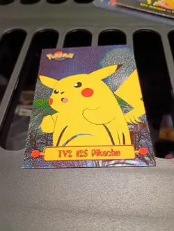 (VP) Pikachu TV2 #25 Topps Animation Edition Black Label Pokemon TCG 1998 LP - Image 1