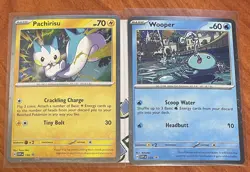 Pokemon TCG Surging Sparks Pachirisu 158 & Wooper 155 Black Star Promo Set NM - Image 1