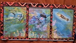 Framed Pokemon Fusion Strike Water Trio Arrokuda Clamperl Clauncher Original - Image 1