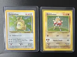 1999 Pokemon TCG Holo Lot: Base Set Hitmonchan 7/102 & Jungle Kangaskhan 5/64 LP - Image 1