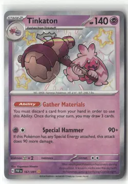 Pokemon Tinkaton Shiny Rare SV: Paldean Fates 167/091 NM - Image 1