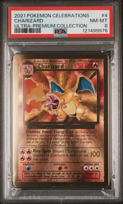2021 Pokemon Charizard Gold Metal Celebrations UPC Ultra Premium #4 PSA 8 - Image 1