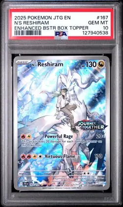 Pokemon N's Reshiram Enhanced Booster PSA 10 Journey Together - Image 1
