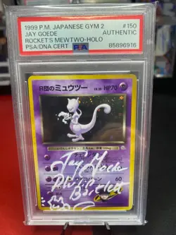 1999 Pokemon Japanese Gym 2 Rocket's Mewtwo Sketch Auto PSA Auth Jay Goede - Image 1