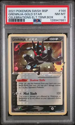 PSA 8 Greninja Gold Star SWSH144 Celebrations ETB Promo Pokemon Graded - Image 1