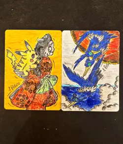 Pikachu Cramorant 226/S-P 227/S-P Stamp Box Promo Pokemon Card JP 1/1 Hand Draw - Image 1