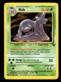 Muk 13/62 Holo Rare Fossil Set Pokemon Card - Image 1