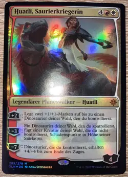 FOIL HUATLI Saurierkriegerin | Dinosaur Knight | NM | Ixalan | Magic MTG Promo - Image 1