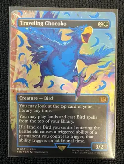 Traveling Chocobo NEON BLUE FOIL BORDERLESS - 0551c - Final Fantasy FIN MTG - Image 1