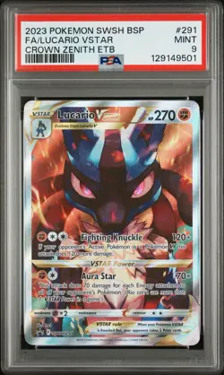 LUCARIO VSTAR SWSH291 PSA 9 CROWN ZENITH ETB PROMO POKEMON CARD HOLO ENGLISH - Image 1
