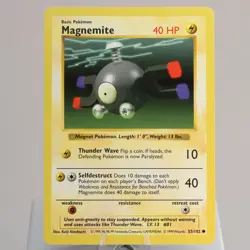 Pokemon TCG - Magnemite 53/102 Base Set Common Shadowless WOTC 1999 - NM - Image 2