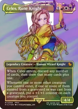 Celes, Rune Knight SURGE FOIL BORDERLESS - 0209 - Mythic Final Fantasy FIC MTG - Image 1