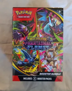 Pokemon TCG Mega Evolution Phantasmal Flames Booster Bundle (6 Packs) In Hand - Image 1