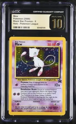 2000 POKEMON BLACK STAR PROMO HOLO POKEMON LEAGUE #9 MEW CGC 10 Pristine - Image 1