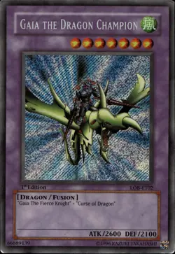 Gaia the Dragon Champion EU 1st Ed Secret Rare LOB-E102 Yu-Gi-Oh! - Image 1