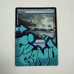 Magic the Gathering MTG Alter Hand Painted Graffiti land -island- - Image 1