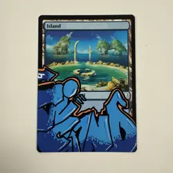 Magic the Gathering MTG Alter Hand Painted Graffiti land -island- - Image 1