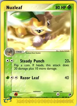 Pokemon TCG Nuzleaf EX Sandstorm 48/100 E-Series Regular Uncommon Card NM - Image 1