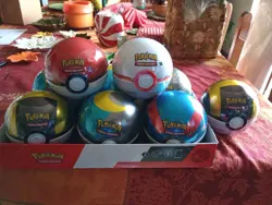 Pokemon TCG Pokeball Tins with 3 Booster Packs Lot of 9 New Sealed - Image 1