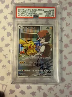 2019 Pokemon Japanese Pikachu #054 PSA 10 signed Veronica Taylor Auto 10 - Image 1