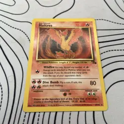 Pokemon TCG Moltres Fossil Card 27/62 Unlimited Rare Non-Holo LP - Image 2