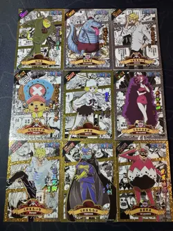 One Piece Set of 9 Ultra Rare Premium Foiled Collectible Anime Silver Cards #1 - Image 1