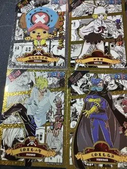One Piece Set of 9 Ultra Rare Premium Foiled Collectible Anime Silver Cards #1 - Image 5