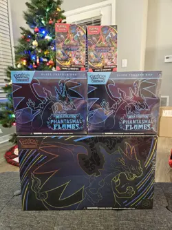 Pokemon Phantasmal Flames Lot - 2 ETBs + 2 Booster Bundles + Mega Charizard UPC! - Image 1