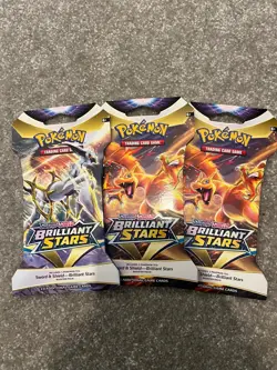3 x Pokemon Brilliant Stars Sleeved Booster Pack - Sealed Inc 2 Charizard arts - Image 1