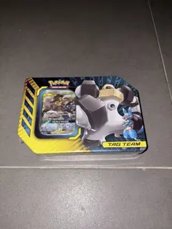 NEW Pokemon Melmetal & Lucario GX Tag Team Tin Power Partnerships SEALED - Image 1