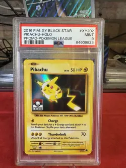 PSA 9 Pikachu XY202 Holo Pokemon League 2016 Gym Promo - Image 1