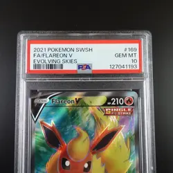 PSA 10 Flareon V 169/203 Pokemon Evolving Skies Full Art Graded Card - Image 2