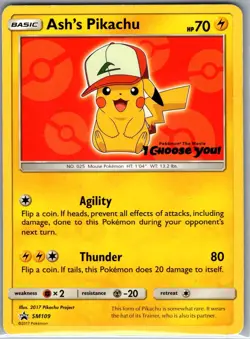 Ash's Pikachu SM109 Non Holo SM Promos - Pokemon Card - LP - Image 1