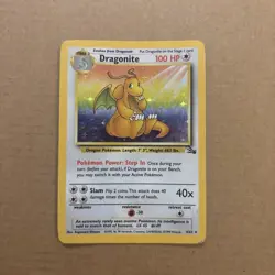 Pokemon TCG Dragonite Holo Card 4/62 Fossil Unlimited Rare - Image 1