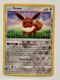Eevee - 101/149 - Pokemon Sun & Moon Base Set Reverse Holo Card NM - Image 1