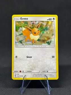 Eevee - 155/214 - Pokemon Lost Thunder Sun & Moon Cracked Holo Rare Card LP - Image 1