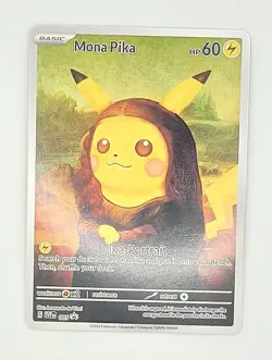 Mona Lisa Pikachu Pokemon Van Gogh Pika Carte Card Fait Main Artisanale Art - Image 1