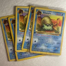 5 Omanyte Fossil #52/62 Pokemon Cards 1999 1st Edition Card Bundle - Image 1