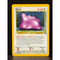 1999 Pokemon TCG Ditto Fossil Unlimited Holo 3/62 HP - Image 1