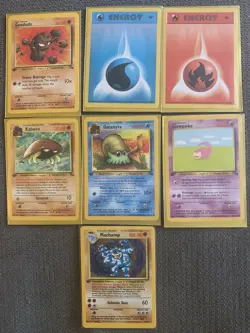Pokemon 1st Edition Lot Machamp 1st Sealed Blue red Energy Geodude Slobro Kabuto - Image 1