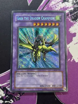 Yugioh Gaia the Dragon Champion LOB-102 Secret Rare Unlim NM MISPRINT REVERSE - Image 1