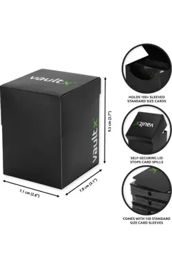Vault X Deck Box for 100+ Cards - with 150 Card Sleeves Black - Image 1