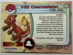 2000 Topps Chrome Pokemon #05 Charmeleon Base Holo TV Animation Edition - Image 2