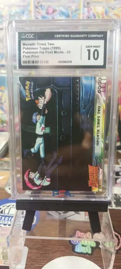 1999 Pokemon Topps The First Movie Meowth Times Two First Print CGC 10 - Image 1