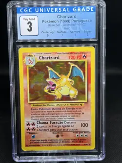 CGC 3 Portuguese Charizard 1999 Base Set 4/102 Holo Pokemon Card - Image 1