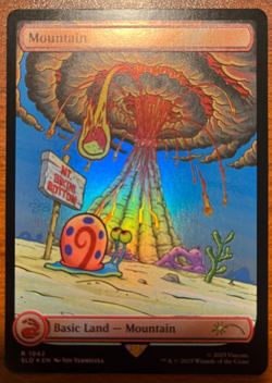MTG Secret Lair x Spongebob Squarepants Mountain 1943 Rainbow Foil Under the Sea - Image 1